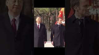 现场视频！法国总统马克龙在中国国家主席习近平陪同下，检阅中国人民解放军仪仗队。 #中国 #法国