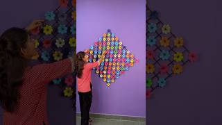 Paper flowers 🌺 wall decor idea #crafts #shorts #ytshorts #idea #papercrafts #flowers