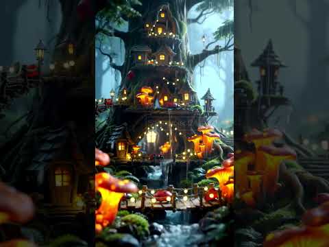 Glowing Mushrooms & Gentle Rain 🌧️🍄  | Cozy Fantasy Visual ASMR #fairyhouse #aestheticfantasy
