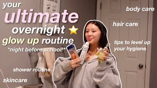 the NIGHT BEFORE THE FIRST DAY OF SCHOOL GLOWUP ROUTINE⭐️🫧 || skincare, shower, hair care +