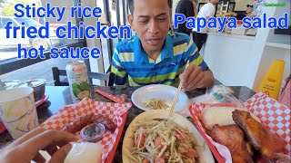 Eating Lao fast food at LA Kitchen - The restaurant in Fresno