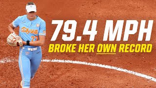 Karlyn Pickens strikes out 11, breaks own record for fastest softball pitch ever thrown