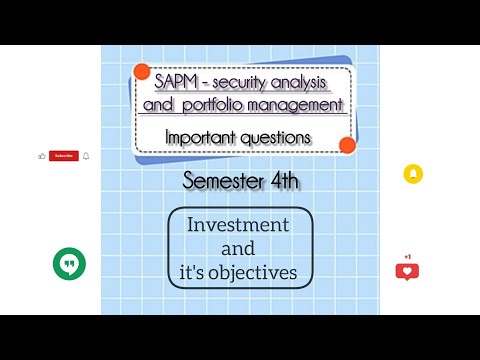 Investment and its objectives|SAPM|important questions series #bcom #bba #mcom #pu #examquestion #yt