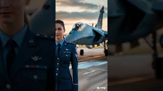 French Female Air Force Soldier with Rafale Jet – Elegance, Power#shorts #war #ai