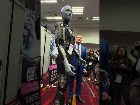 Asking AI Robot if it can evolve itself #airobot #ameca #ai #robot #nab2024