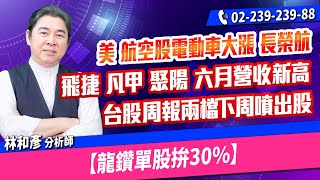 林和彥【時間密碼】20250711盤後／美 航空股電動車大漲 長榮航飛捷 凡甲 聚陽 六月營收新高台股周報兩檔下周噴出股【龍鑽單股拚30%】