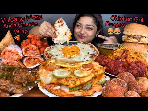 CHEESE VOLCANO PIZZA, ANDA CHEESE WRAP, KURKURE MOMOS, GRILL CHICKEN BURGERS,FRIED MANCHURIAN,SAMOSA