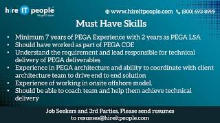 BPMI - Others Jobs | Pega Jobs | HARTFORD, CT | Job ID 32320 |
