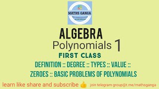 #mathsganga #jeebasics Polynomials:: Definition Degree Types Value and zeroes of the POLYNOMIALS