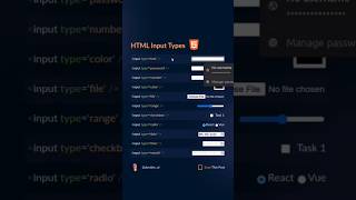 Input types in html | html tags | all html tags list | input tag in html | html tutorial | #shorts