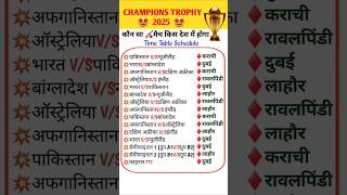 ICC Champions Trophy🏆 2025 schedule? #cricket #gk #short #viral #upsc