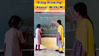 Easy drawing 'House' with 'M' / innovative ideas #education #drawing #school #youtubeshorts