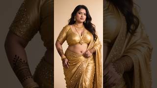 Royal Golden Saree Look ✨ | Traditional Desi Style 💛 #SareeLook #DesiStyle #Shorts