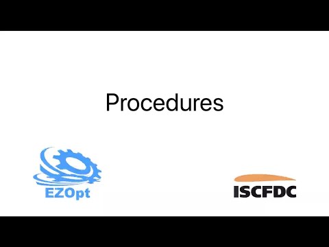 EZOpt Tutorials - Procedures