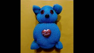 Sponge Teddy Bear craft🐻🐻 #craft #artandcraft #craftyideas #bear #bearart #viralvideo #youtube