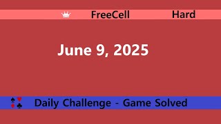 Microsoft Solitaire Collection | FreeCell Hard | June 9, 2025 | Daily Challenges