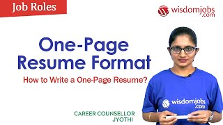 One-Page Resume Format | How to Write a One-Page Resume? @Wisdomjobs