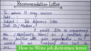 How to write an Job Reference Letter in English | Write  Job Recommendation Letter