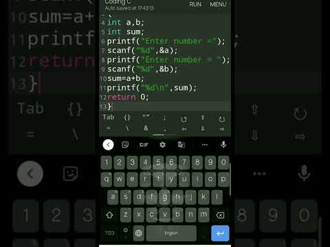 c program for addition #coding #clanguage #codingonmobile