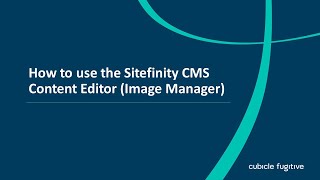 How to use the Sitefinity CMS Content Editor (Image Manager)