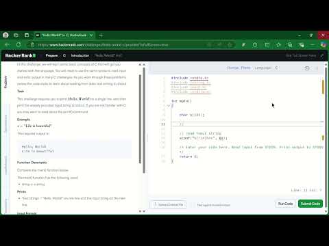Hello, World!  Learn C Programming Basics with HackerRank Solutions