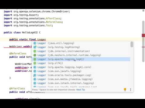 Selenium Log4j2 Integration