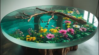 Flowers Blooming Around a Lifeless Branch |  DIY Flower River Epoxy Table with a Natural Dry Branch