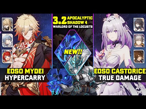 NEW! Apocalyptic Shadow 4 - E0S0 Mydei Hypercarry & E0S0 Castorice True DMG | v3.2 Honkai Star Rail.