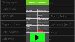 Pakistan air Force Jobs #nationaljobsportal #job #todaynewjobs #governmentjobs2024