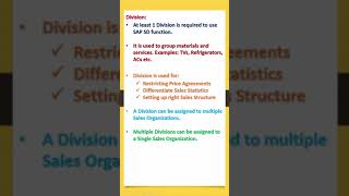 SAP SD Free Video : Division in SAP SD #sapsd