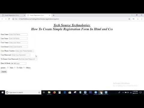 Simple Registration Form In Html and Css | Html Css registration Form