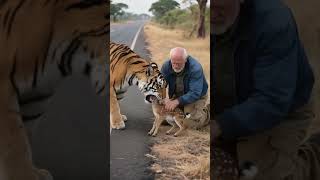 Kind Old Man Rescues Fawn from a Tiger’s Jaws.#shorts #animals #rescue