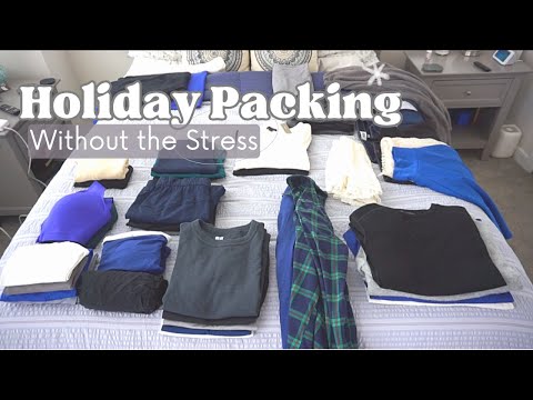Blue & Grey Travel Capsule Wardrobe 💙 Pack With Me 🎄 35 Piece Blue & Grey