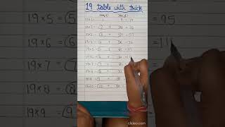 table of 19 with trick| trick of 19 table #letslearn #tabletrick #shorts #viral