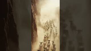 Wildebeest Migration Stampede! Epic Canyon Crossing! #wildebeest #migration #africa #wildlife