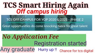 TCS hiring off campus drive batch | tcs nqt hiring again | tcs digital | no fees |