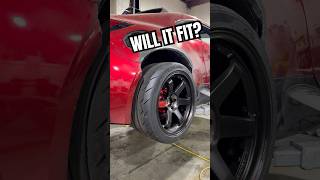 This wheel and tire combo is AGGRESSIVE but we made it fit...I think 😬 #subaru #brz #widebody