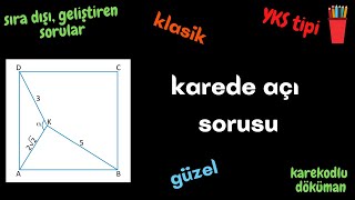 Eş üçgeni çiz ve çöz📣Karede Açı Sorusu📣Klasik🔆(YKS-KPSS-ALES-DGS)