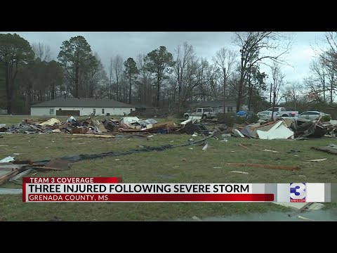 Three people hospitalized following severe Grenada County storm