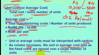 TOTAL COST AND UNIT COST