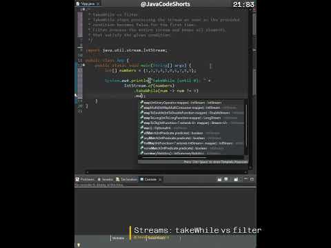 0040 Using Streams: TakeWhile vs Filter #java #softwareengineer #programming #coding #shorts