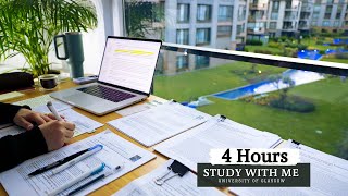 4 HOUR STUDY WITH ME | Background noise, 10-min break, No Music, 50-10 Pomodoro