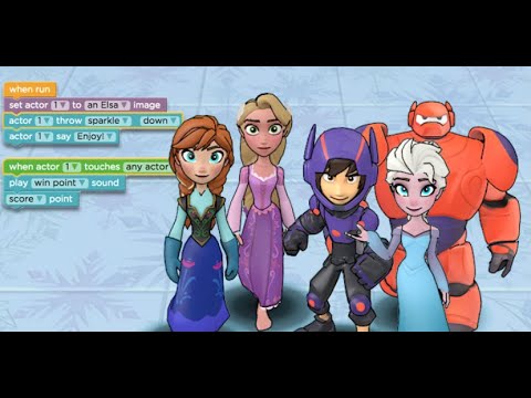 Coding a game with disney characters!