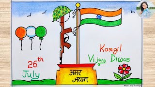 Simple Kargil Vijay Diwas Poster Drawing Easy / Kargil Vijay Diwas Drawing Easy / Kargil Day Drawing