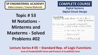 53 M Notations   Minterms and Maxterms   Solved Problems #02
