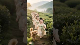茶园晨光里的小福宝，美如画中走来 | Little Girl in Morning Tea Garden, Like a Painting in Motion#cutetoddlers