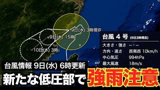 【台風4号】新たな低圧部により沖縄・奄美は雷雨や道路冠水に警戒