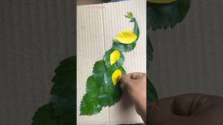 peacock ko leaf Se Kaise banaen //leaf art #shorts #art #drawing