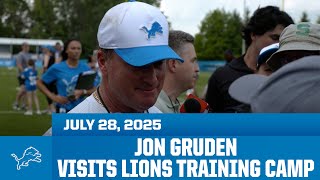 Jon Gruden visits the Detroit Lions Training Camp
