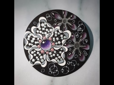 用點點筆畫圖好療癒/黑磚禪繞紫水晶#Zentangle#Zengem